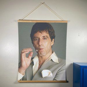 Scarface Tony Montana Canvas Gold Hanger 24”x17.5”